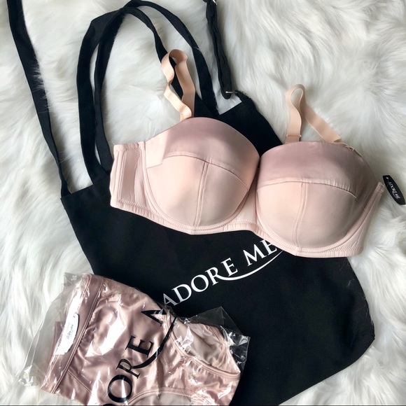 Adore Me Other - Bra, Panty Set & Tote Set (Color: Peach Whip)